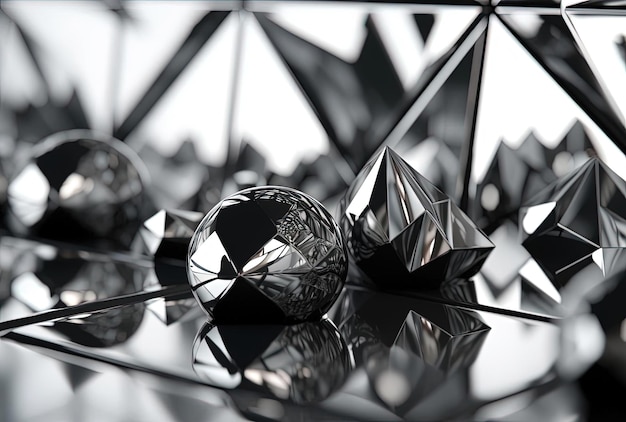 a black and white view of triangles or in the style of octane render