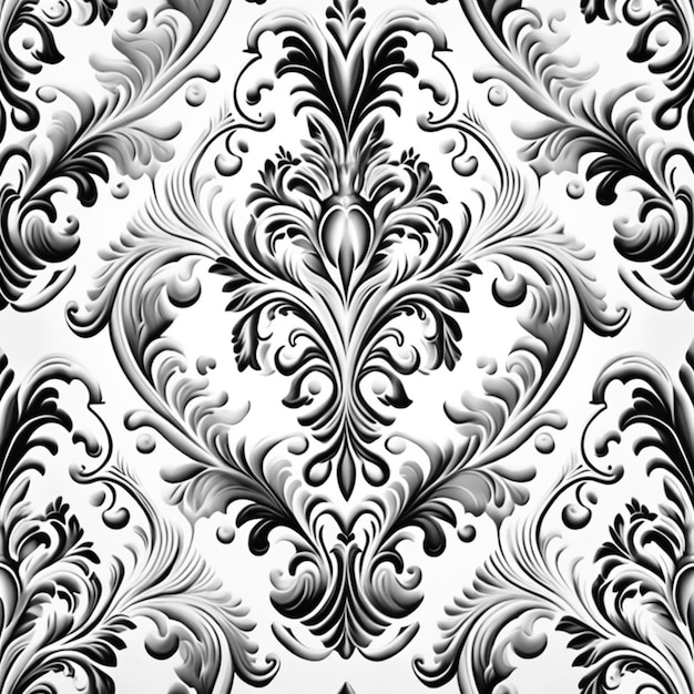 A black and white wallpaper with a floral pattern.