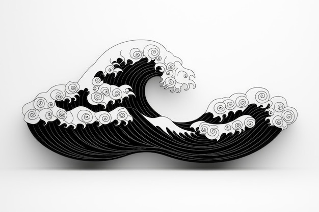 Black and White Wave Illustration