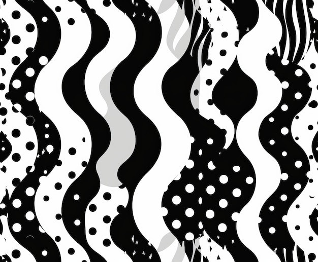 Photo black and white wavy polka dot pattern