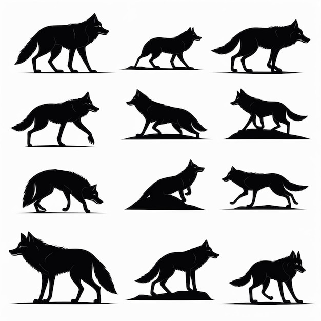 Black and White Wolf Icons Sleek Vector Logos and Minimalist Designs