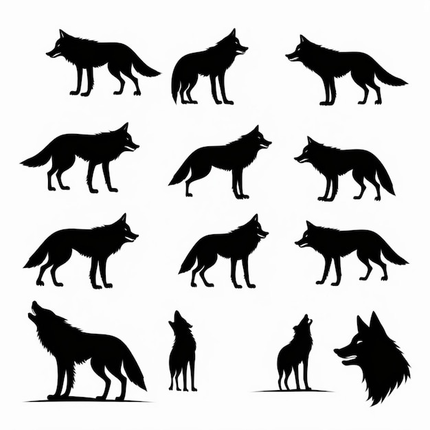 Black and White Wolf Icons Sleek Vector Logos and Minimalist Designs