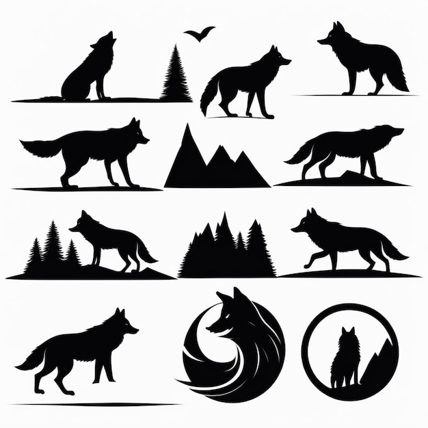 Black and White Wolf Icons Sleek Vector Logos and Minimalist Designs