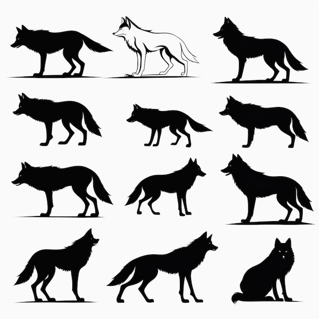 Black and White Wolf Icons Sleek Vector Logos and Minimalist Designs