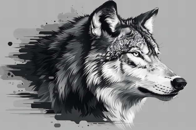 A black and white wolf logo high quality high resolution