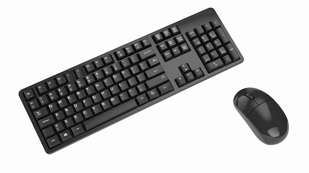 Photo black wireless keyboard and mouse set isolated on white background modern and sleek design highquality office accessories for everyday use or gaming perfect for home and work purposes ai