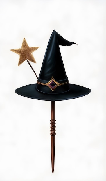 Photo a black witch hat with a star on top of it