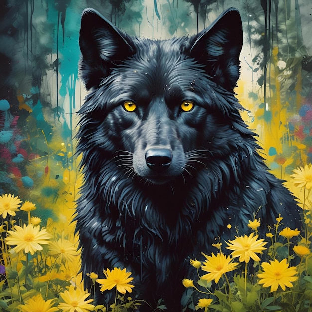 Black wolf illustration