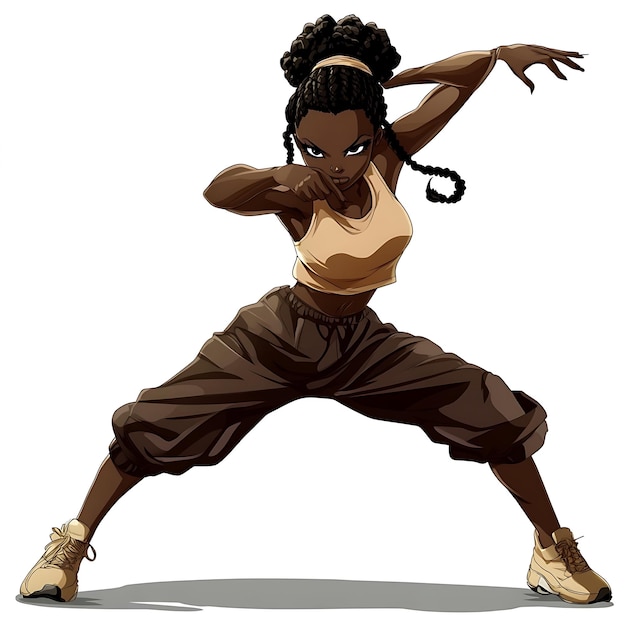 Black Woman in Casual Clothing Posing in a Dynamic Stance