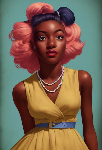 black woman portrait in digital painting style.