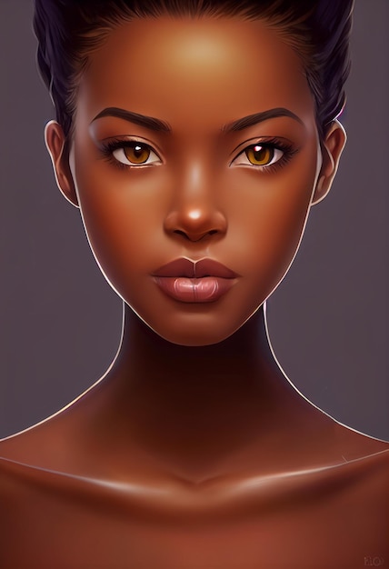 black woman portrait in digital painting style.