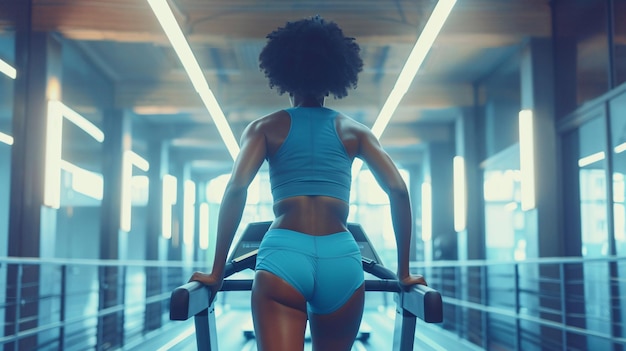 black woman running on treadmill