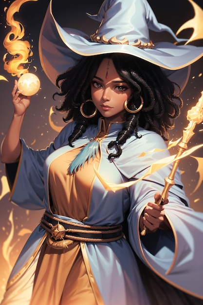 Black woman wearing mage clothes