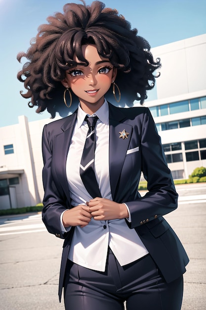 Black woman wearing suit and necktie