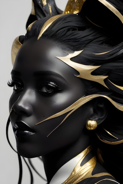 A black woman with gold hair and black makeup