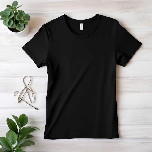 Black women Plain T shirt with white concrete background