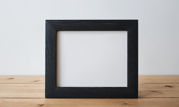 Black wood frame mockup with white background