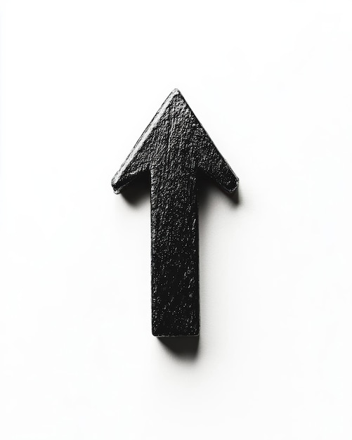 Black Wooden Arrow Pointing Upwards Minimalist Design Concept