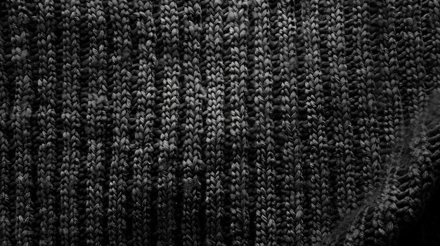 Photo black woolen knitting fabric texture background knit backdrop warm winter sweater or scarf knitwear