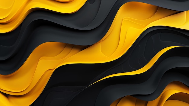 Black and yellow abstract background with waves