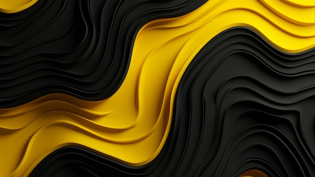 black and yellow background with a wavy pattern generative ai