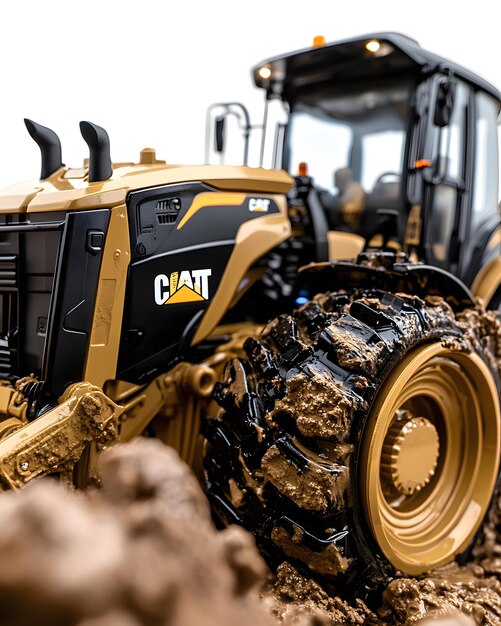 Photo a black and yellow bulldozer with the word  car  on the side