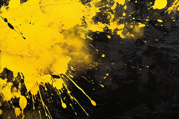 Black and yellow grunge paint splatter background