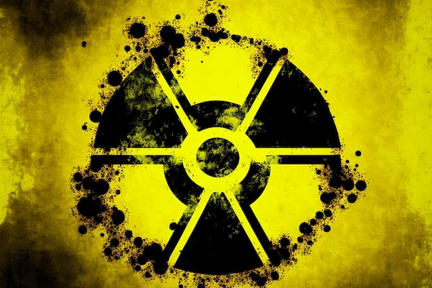 Photo black yellow sign with known radiation hazard designation