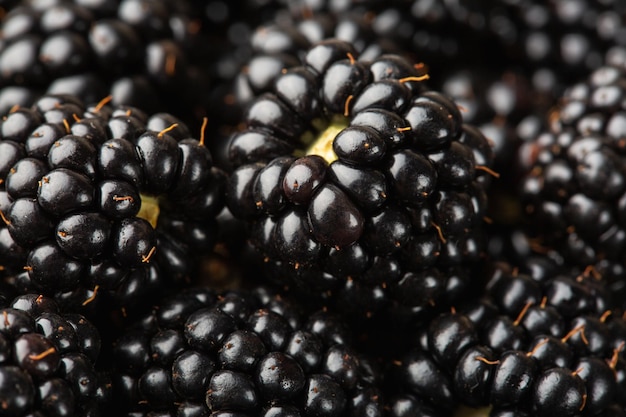 Blackberries background Closeup ripe blackberries macro shot