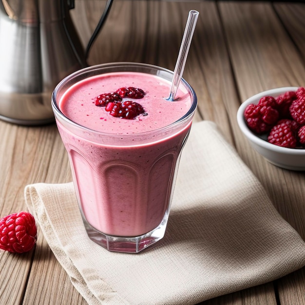 Blackberry raspberry and cherry milk smoothie with mint