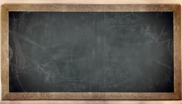 Blackboard background and wooden frame rubbed out dirty chalkboard