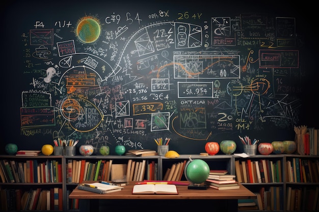 Blackboard behind the book