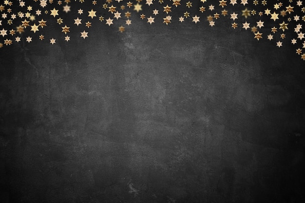 Blackboard and chalk board dark and black background with golden star