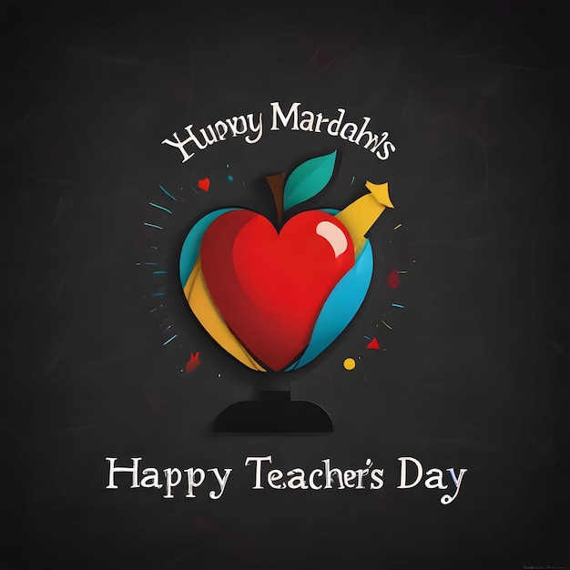 a blackboard with a colorful heart that says happy teachers day