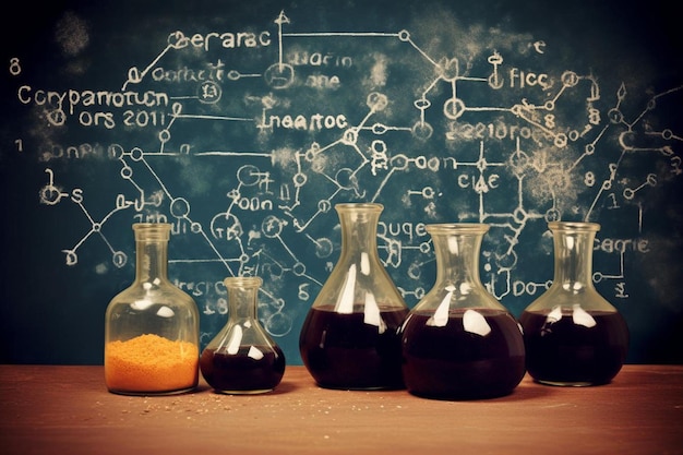 Photo blackboard with a complex chemistry formula