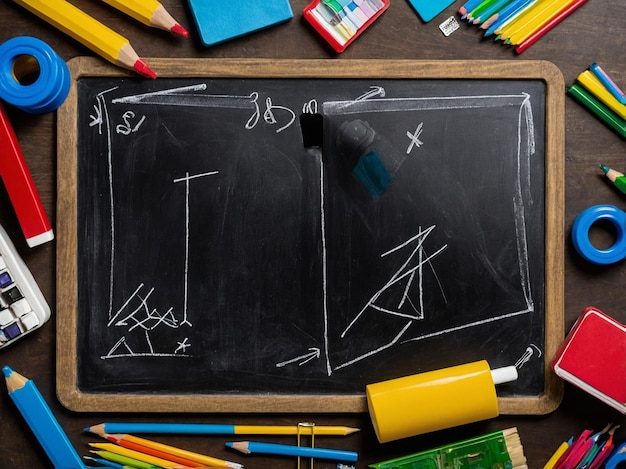 Photo a blackboard with a drawing of a cross on it