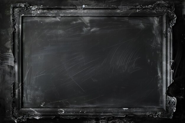 Blackboard with grunge frame on wall Blackboard with grunge frame