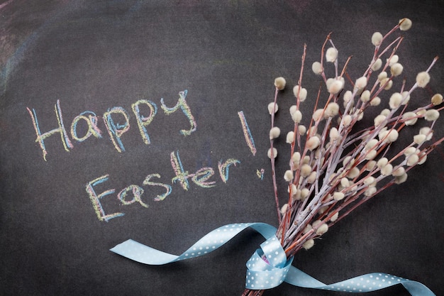 Blackboard with Happy Easter text