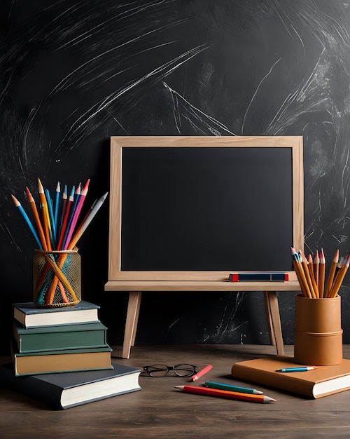 a blackboard with lots of stuff on the table poster design