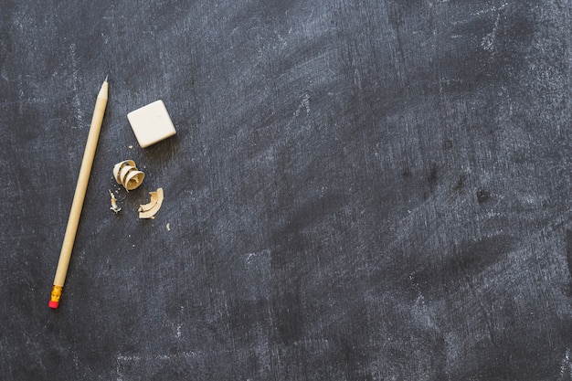 Blackboard with pen and rubber