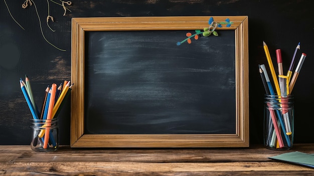 A blackboard with a wooden frame ideal back to school social media post design