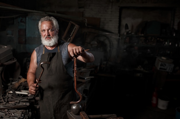 Blacksmith preparing to work metal on anvil