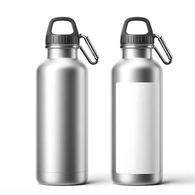 Photo blank 1000ml singlewall stainless steel gym sport water bottle mockup template on white background