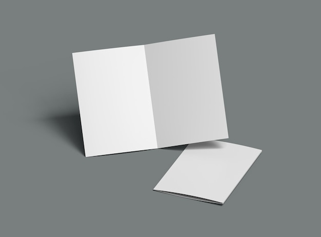 Blank A4 Half Sheet Fold brochure 3d renders