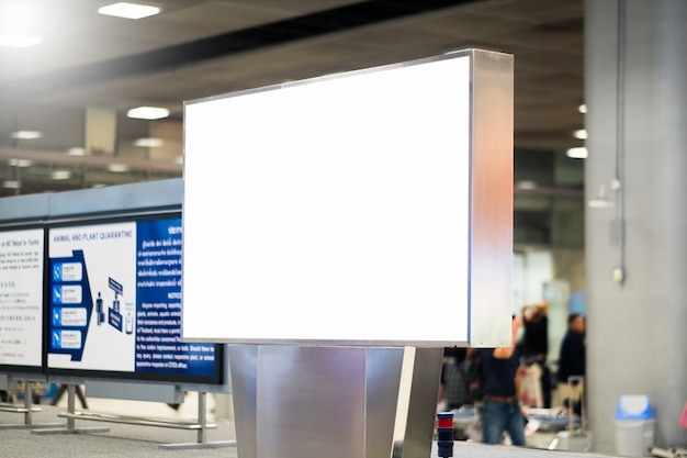 Blank advertising billboard at airport