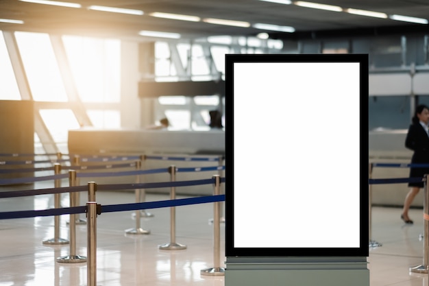 Photo blank advertising billboard at airport.