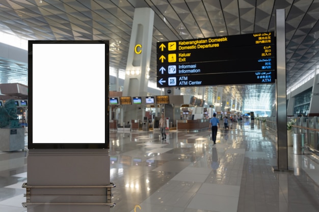 Blank advertising billboard in the airport