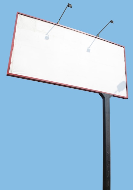 Blank advertising billboard isolated on blue surface