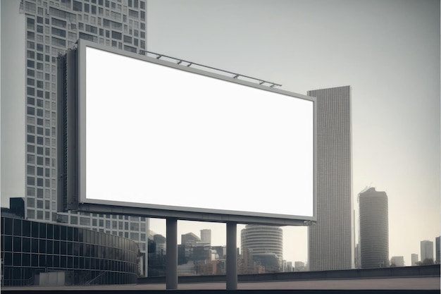 Blank advertising billboard in a largescale square size among modern urban