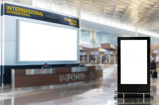 blank advertising billboards in the airport